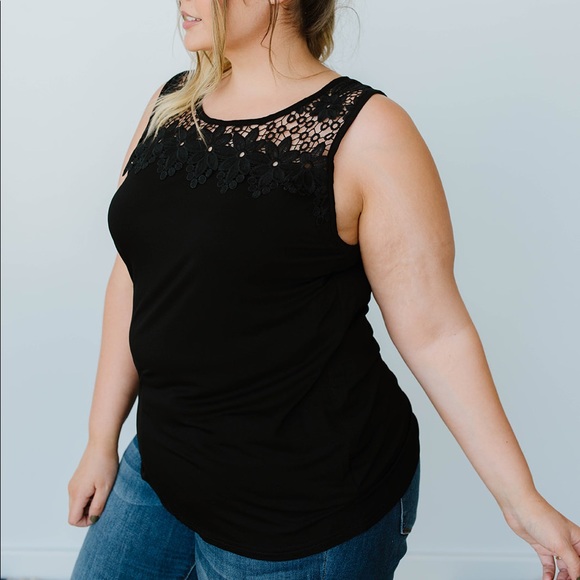 Lace & Shoulders Above the Rest Top in Black - Picture 8 of 12